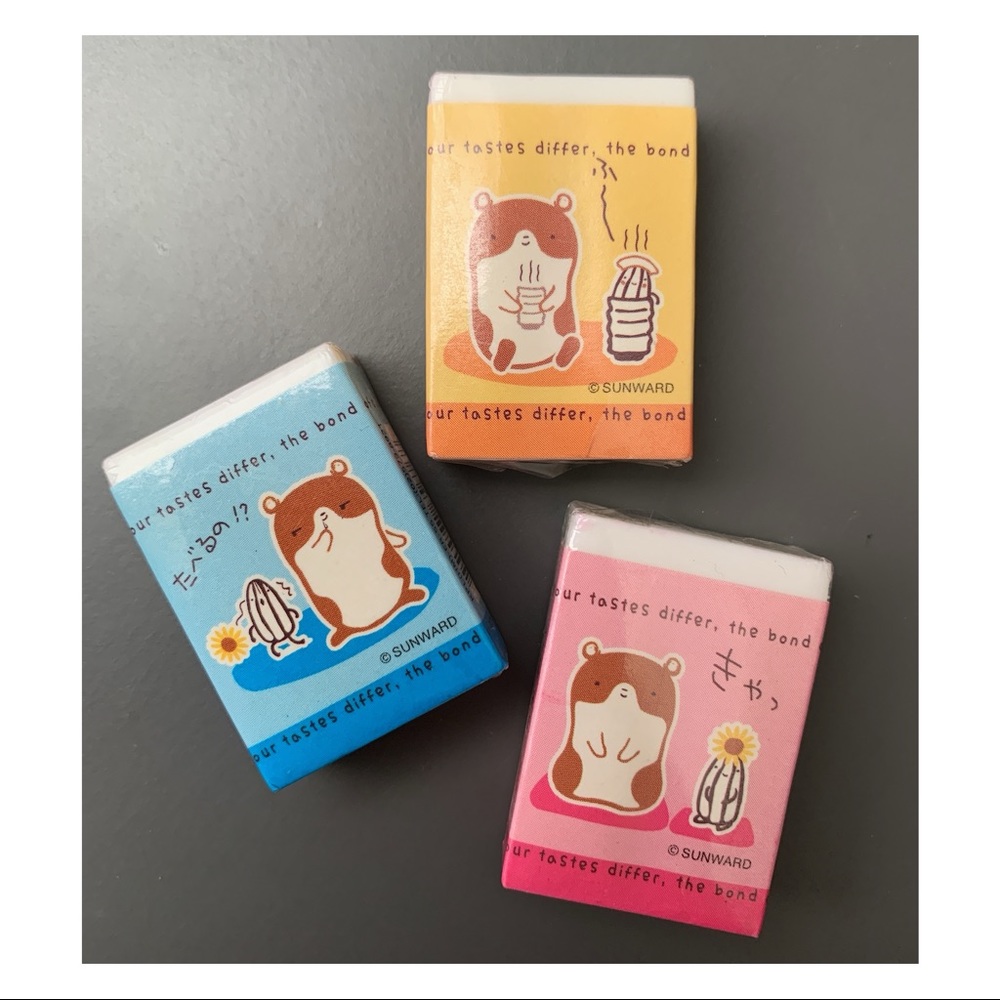 Set of 5 Korean Adorable Hamster Erasers